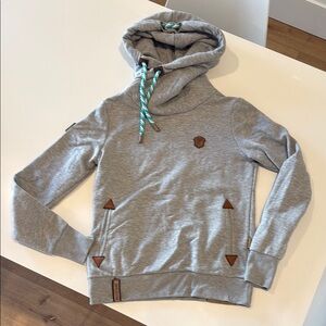 Naketano Gray Hoodie with Brown Accents